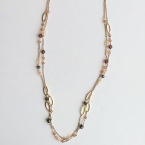 Givenchy  Gold & Crystal  Bead Station Necklace.